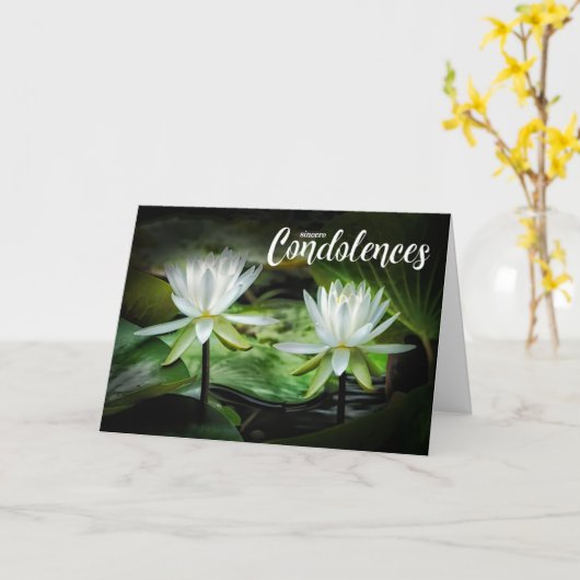 Weiße Wasserlilien Beileid Beileidsbekundungen Karte (Gelbe Blume)