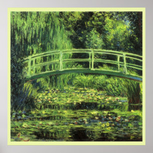 Weiße Wasserlilien von Claude Monet, Vintage Kunst Poster