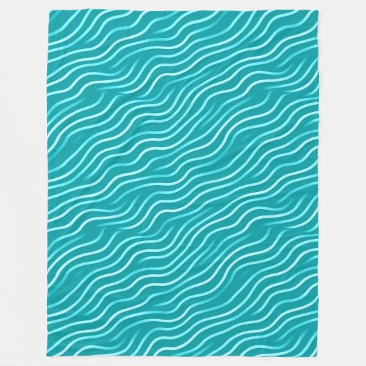 Weiße Wavy-Linien auf blauem/grünem Hintergrund Fleecedecke (Vorderseite)