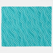 Weiße Wavy-Linien auf blauem/grünem Hintergrund Fleecedecke (Vorderseite (Horizontal))