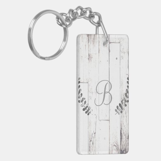 Weiße Weatherwood Rustikales Bauernhaus Botanisch Schlüsselanhänger (Vorderseite links)