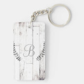 Weiße Weatherwood Rustikales Bauernhaus Botanisch Schlüsselanhänger (Rückseite)