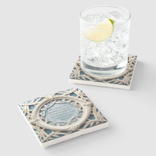 Weiße Webelrahmen anpassbare Verse Steinuntersetzer (Seitenansicht)