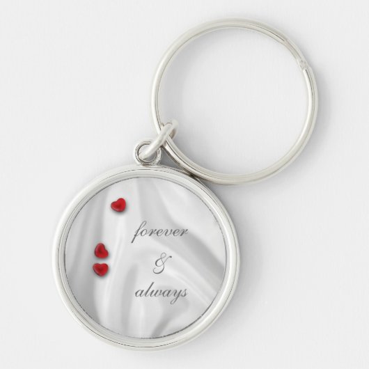 Weiße Wedding Seide und Herzen Schlüsselanhänger (Vorne)