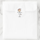 Weiße Weibliche Strichmännchen Krankenschwester 2  Runder Aufkleber (Tasche)