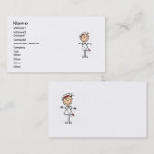 Weiße weibliche Strichmännchen-Krankenschwester 2 Visitenkarte (Vorne/Hinten)