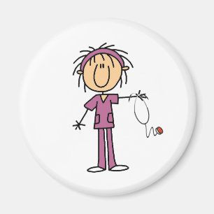 Weiße weibliche Strichmännchen-Krankenschwester-T Magnet