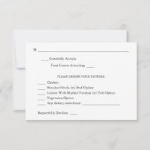 Weiße weiche Blüten und Eukalyptus w Mahlzeiten UA RSVP Karte (Rückseite)