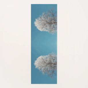 Weiße Weidenbäume gegen wolkenlosen blauen Himmel Yogamatte