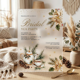 Weiße Weihnachten Florale Teeparty-Brautparty Acryleinladungen