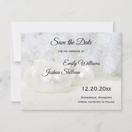 Weiße Weihnachten Winterhochzeit Save The Date (Vorderseite)