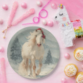 Weiße Weihnachts-Pferd-Papierplatte Pappteller (Party)