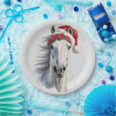 Weiße Weihnachts-Pferd-Papierplatte Pappteller (Party)