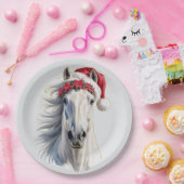 Weiße Weihnachts-Pferd-Papierplatte Pappteller (Party)