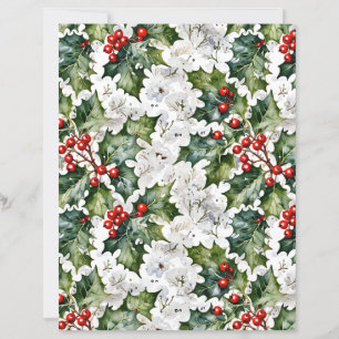Weiße Weihnachts-Stechpalme Traditionelles Scrapbo