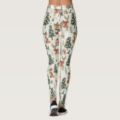 Weiße Weihnachts-Wald-Fuchs-Hasen-Muster Leggings (Rückseite)