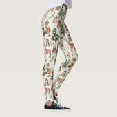 Weiße Weihnachts-Wald-Fuchs-Hasen-Muster Leggings (Rechts)