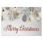 Weiße Weihnachtsbälle Schneeflocken Strandleuchten Große Geschenktüte (Vorderseite)