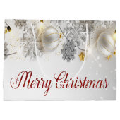 Weiße Weihnachtsbälle Schneeflocken Strandleuchten Große Geschenktüte (Rückseite)