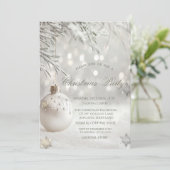 Weiße Weihnachtsbälle, Snowflakes Company Party Einladung (Stehend Vorderseite)