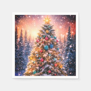 Weiße Weihnachtsbaum-Papier-Servietten Serviette