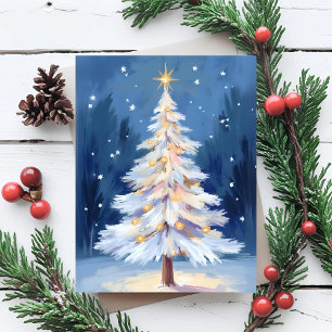 Weiße Weihnachtsbaum Winter Schnee Feiertagskarte