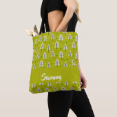 Weiße Weihnachtsbäume auf Grün Tasche (Von Nahem)