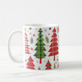 Weiße Weihnachtsbäume auf Kariertem Muster Kaffeetasse (Links)
