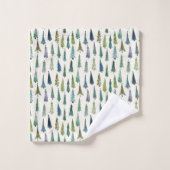 Weiße Weihnachtsbaume Badhandtuch Set (Waschlappen)