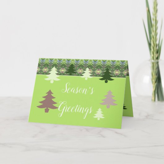 Weiße Weihnachtsbaume Feiertagskarte (Vorderseite)