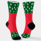 Weiße Weihnachtsbäume grün rot Socken (Gewinkelt)