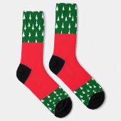 Weiße Weihnachtsbäume grün rot Socken (Rechts)