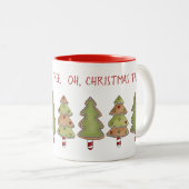 Weiße Weihnachtsbäume mit Candy Cane Trunks Zweifarbige Tasse (VorderseiteRechts)
