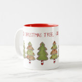 Weiße Weihnachtsbäume mit Candy Cane Trunks Zweifarbige Tasse (Vorderseite Links)