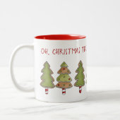 Weiße Weihnachtsbäume mit Candy Cane Trunks Zweifarbige Tasse (Links)