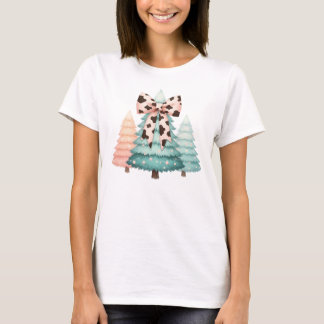 Weiße Weihnachtsbäume mit Kuhdruck T-Shirt