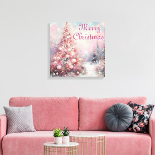 Weiße Weihnachtsbaume Saisonrosa Weiß Leinwanddruck