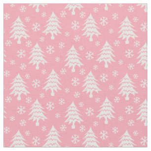 Weiße Weihnachtsbaume Schneeflocke Rosa Weiß Stoff