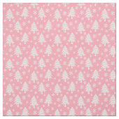 Weiße Weihnachtsbaume Schneeflocke Rosa Weiß Stoff (Muster)