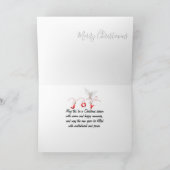 Weiße Weihnachtsbaume und Hirsche auf Tartan Karie Karte (Innenseite)