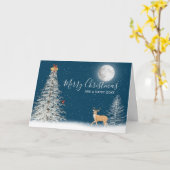 Weiße Weihnachtsbaume und Hirschkarte Karte (Gelbe Blume)