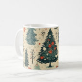 Weiße Weihnachtsbäume Wasserfarben Muster Kaffeetasse (Vorderseite Links)