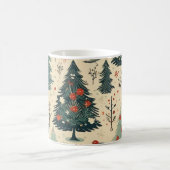Weiße Weihnachtsbäume Wasserfarben Muster Kaffeetasse (Mittel)