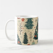 Weiße Weihnachtsbäume Wasserfarben Muster Kaffeetasse (Links)