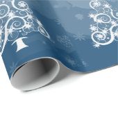 Weiße Weihnachtsbaumen Modernes Blau Geschenkpapier (Rolleneckpunkt)