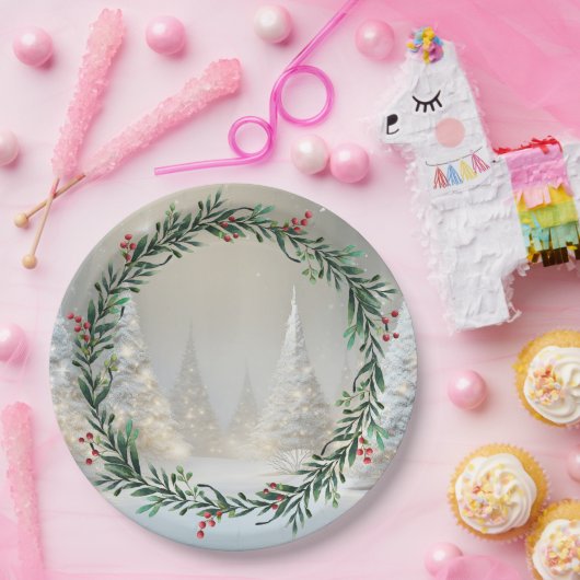 Weiße Weihnachtsbaumen Pappteller (Party)