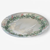 Weiße Weihnachtsbaumen Pappteller (Schrägansicht)