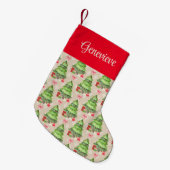 Weiße Weihnachtsbaumen, rote Bögen und Geschenke Kleiner Weihnachtsstrumpf (Vorderansicht (hängend))