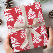 Weiße Weihnachtsbaumen Rotes Weihnachtsfest Geschenkpapier