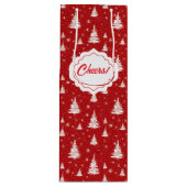 Weiße Weihnachtsbaumen schneit Geschenktüte Für Weinflaschen (Vorderseite)